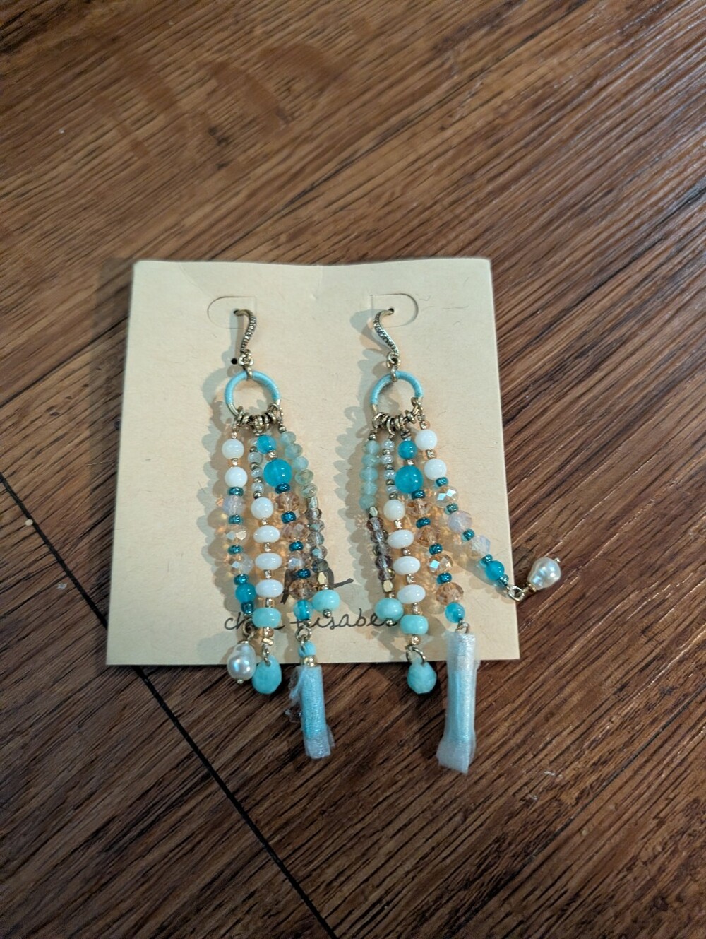Chloe + Isabel Turquoise, White & Gold Multi-Strand Dangle Earrings